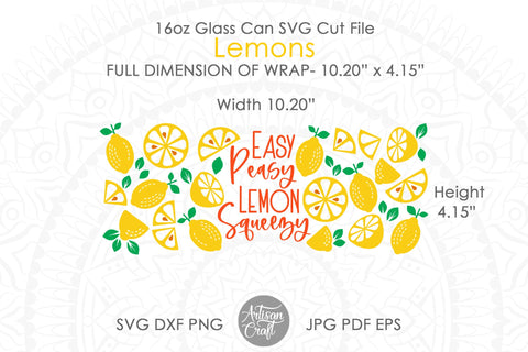 16oz Glass can SVG with lemons SVG Artisan Craft SVG 