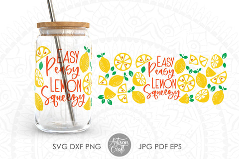 16oz Glass can SVG with lemons SVG Artisan Craft SVG 