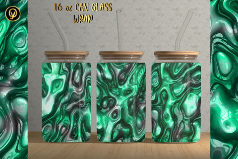 16oz Libbey Glass Can 3D Green Texture Sublimation Sublimation oyonnidesign 