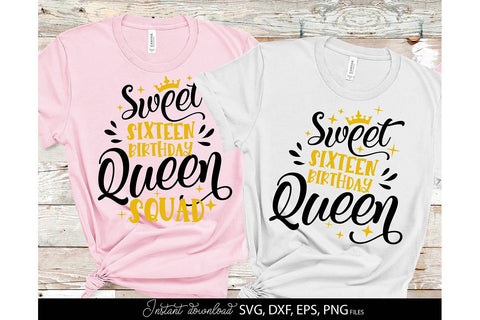 16th Birthday Shirt SVG | Sweet Sixteen SVG | 16th Shirt SVG | 16th Birthday Squad SVG March Design Studio 