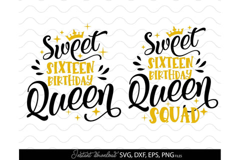 16th Birthday Shirt SVG | Sweet Sixteen SVG | 16th Shirt SVG | 16th Birthday Squad SVG March Design Studio 