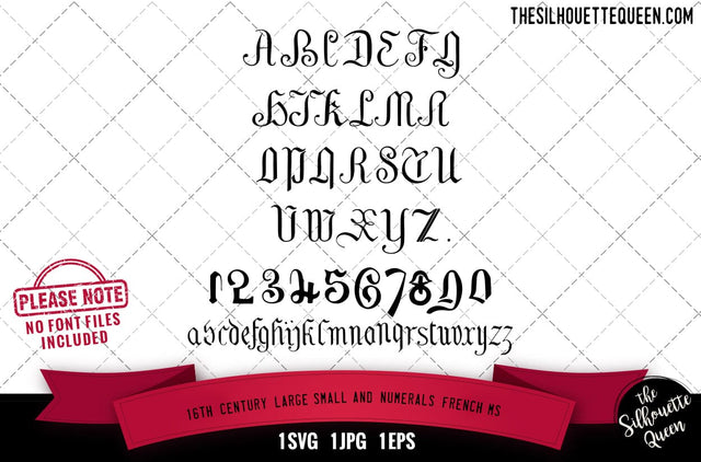 16th Century. Large,Small, and Numerals. french.MS alphabets - ABC letters SVG Loveleen Kaur 