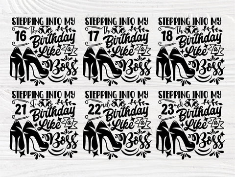 16th to 35th Birthday Like a Boss SVG, High Heels SVG TonisArtStudio 