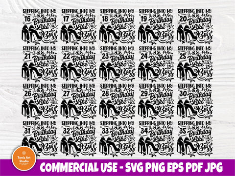 16th to 35th Birthday Like a Boss SVG, High Heels SVG TonisArtStudio 