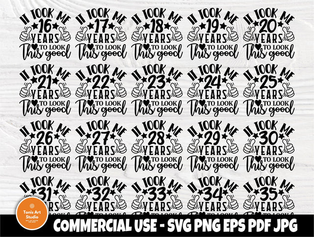 16th to 35th Birthday SVG Bundle, Birthday Shirt SVG TonisArtStudio 