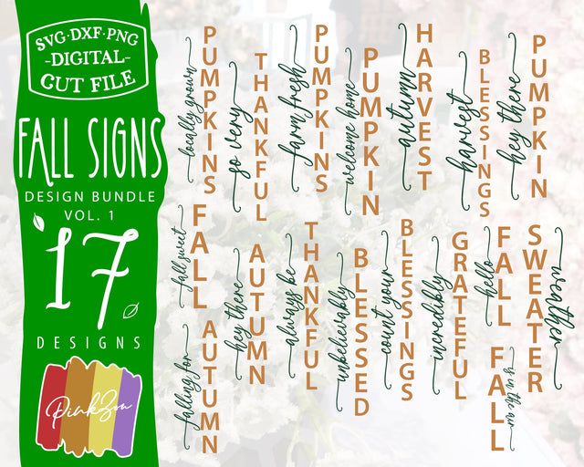 17 Fall Signs SVG Bundle Vol. 1, Hey There Pumpkin Svg, Fall Sweet Fall Svg, Thanksgiving Svg, Autumn Svg, Commercial Use, Digital Cut Files, DXF PNG (1302865790) SVG PinkZou 