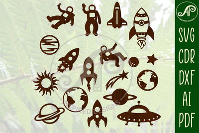 17 Space theme cut out designs, laser cut file, shapes. SVG SVG APInspireddesigns 