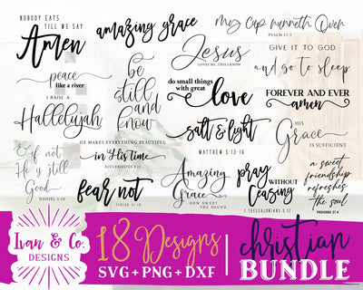 18 Christian Sign SVG Bundle | Christian Svg Bundle #1 | Farmhouse Sign Svg | Cricut | Silhouette | Commercial Use | Digital Cut Files | DXF PNG (1366071928) SVG Ivan & Co. Designs 