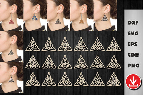 18 Triangle Celtic knot layered earrings svg Leather Jewelry Irish decor SVG LanaMagDigital 