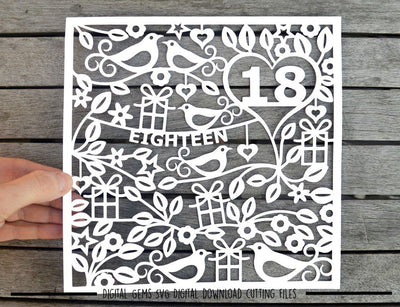 18th Birthday paper cut SVG / DXF / EPS files SVG Digital Gems 