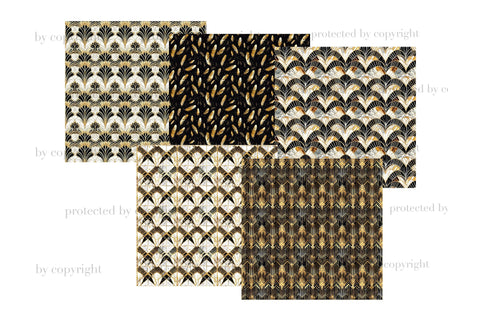 1920s Party Papers | Black and Gold Foil Digital Pattern GlamArtZhanna 