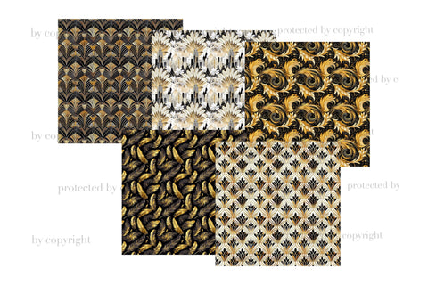 1920s Party Papers | Black and Gold Foil Digital Pattern GlamArtZhanna 