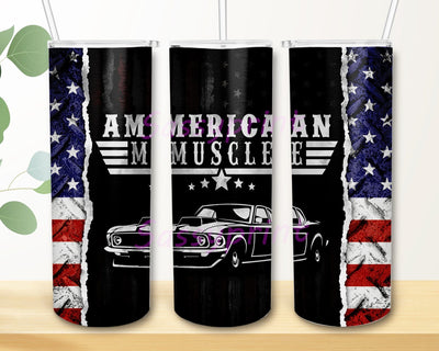 1969 American Muscle Car 20oz Skinny Tumbler Png, Vintage Car, Classic Car Png, Independence Day 4th Of July Png, America Flag Patriotic Tumbler Sublimation sassyprint 