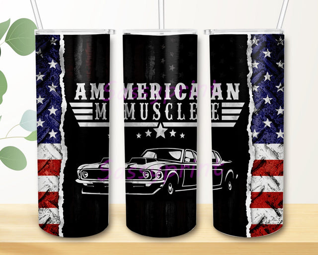 1969 American Muscle Car 20oz Skinny Tumbler Png, Vintage Car, Classic Car Png, Independence Day 4th Of July Png, America Flag Patriotic Tumbler Sublimation sassyprint 