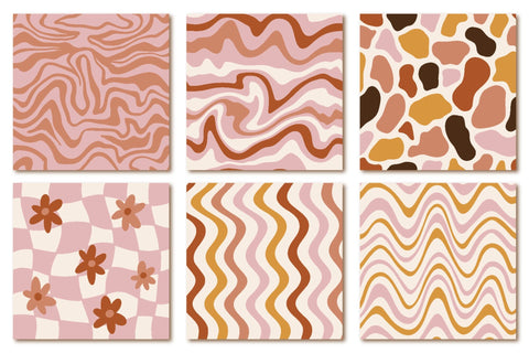 1970 Retro Groovy Digital Papers 18 Backgrounds Digital Pattern Tori card store 