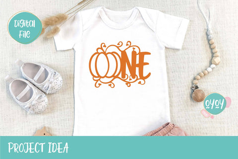 1st Birthday Cake Topper One with Pumpkin SVG SVG OyoyStudioDigitals 