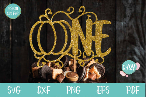 1st Birthday Cake Topper One with Pumpkin SVG SVG OyoyStudioDigitals 