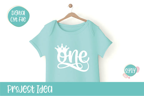 1st Birthday Cake Topper SVG with Crown | Baby Girl Birthday SVG SVG OyoyStudioDigitals 