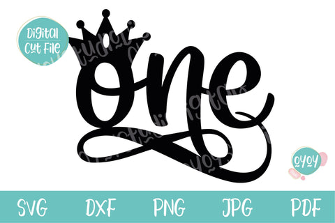 1st Birthday Cake Topper SVG with Crown | Baby Girl Birthday SVG SVG OyoyStudioDigitals 