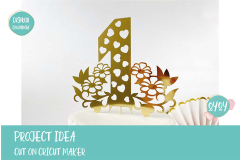 1st Birthday Cake Topper with Flowers, 1st Birthday Number SVG OyoyStudioDigitals 