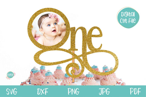1st Birthday Cake Topper with Photo Frame | Birthday SVG SVG OyoyStudioDigitals 
