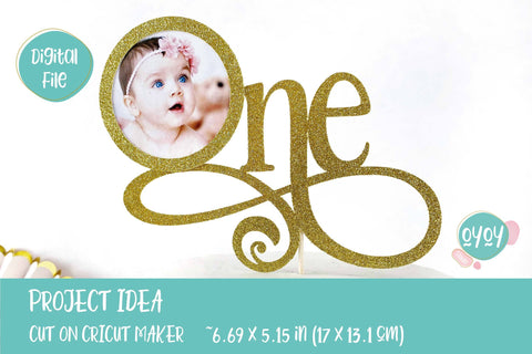 1st Birthday Cake Topper with Photo Frame | Birthday SVG SVG OyoyStudioDigitals 