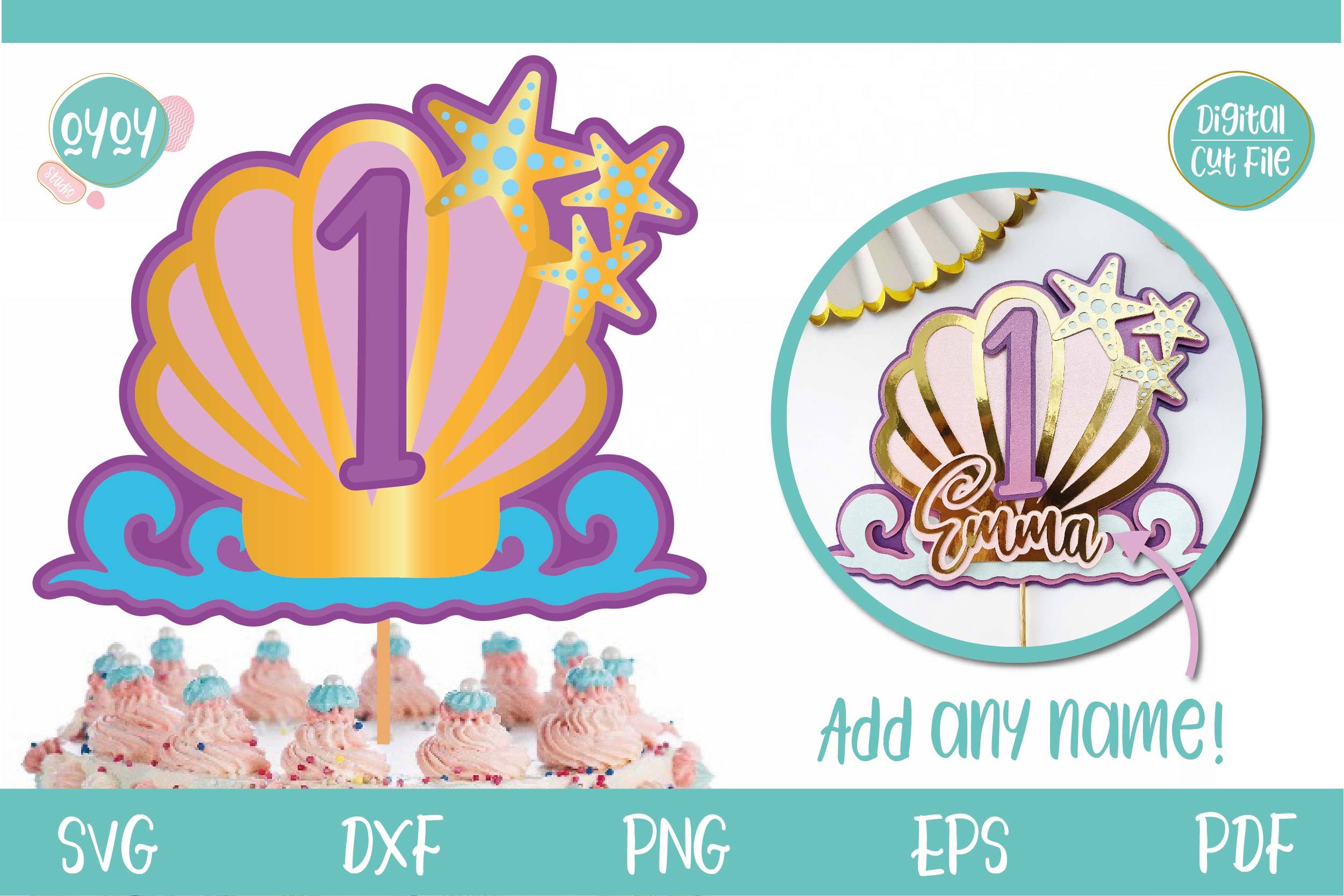 Mako mermaid Birthday Cake Topper Template Printable