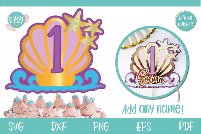 1st Birthday Mermaid Cake Topper SVG | 3D Layered Topper SVG OyoyStudioDigitals 