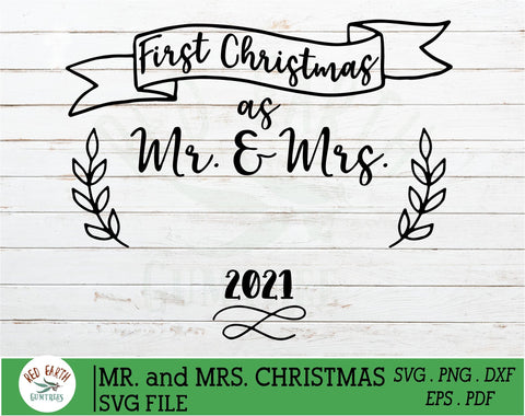 1st Christmas Mr and Mrs bauble decal,wedding in SVG,PNG,DXF SVG Redearth and gumtrees 