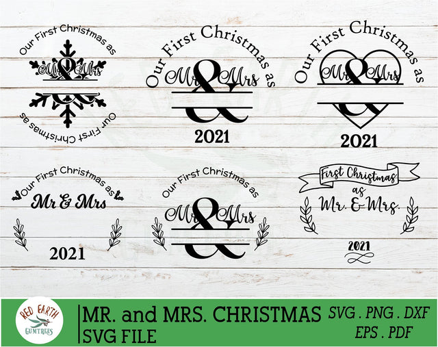 1st Christmas Mr and Mrs bauble decal,wedding in SVG,PNG,DXF SVG Redearth and gumtrees 