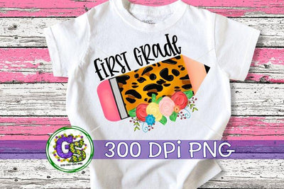 1st Grade pencil PNG for Sublimation-Back To School PNG Sublimation Greedy Stitches 
