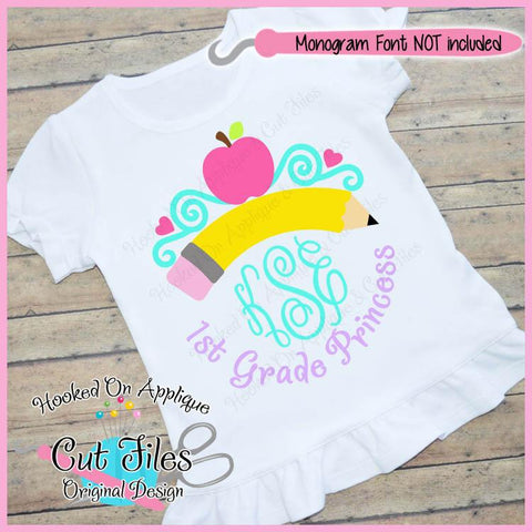 1st Grade Princess SVG DXF PNG EPS Cut File SVG Hooked On Applique 
