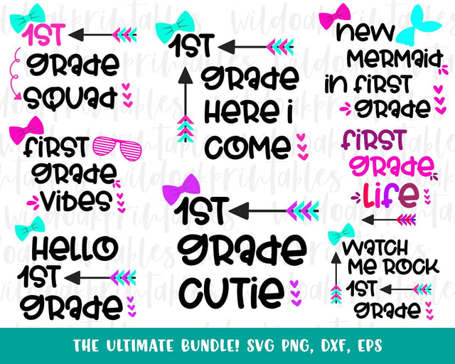 1st grade squad svg, back to school svgs, 1st grade svgs, hello first grade svgs, first grader svgs, mermaid svg, first grade life svg SVG WildOakSVG 