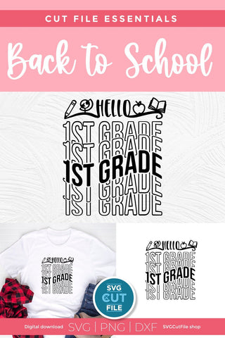 1st Grade svg, 1st grader svg, first grade teacher svg, First Grader svg, First Grade svg, Teacher svg, Back to School, mirror font repeat SVG SVG Cut File 