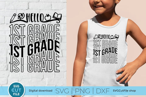 1st Grade svg, 1st grader svg, first grade teacher svg, First Grader svg, First Grade svg, Teacher svg, Back to School, mirror font repeat SVG SVG Cut File 