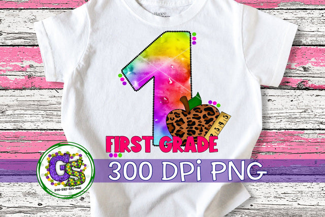 1st Grade Tie Dye PNG for Sublimation Sublimation Greedy Stitches 