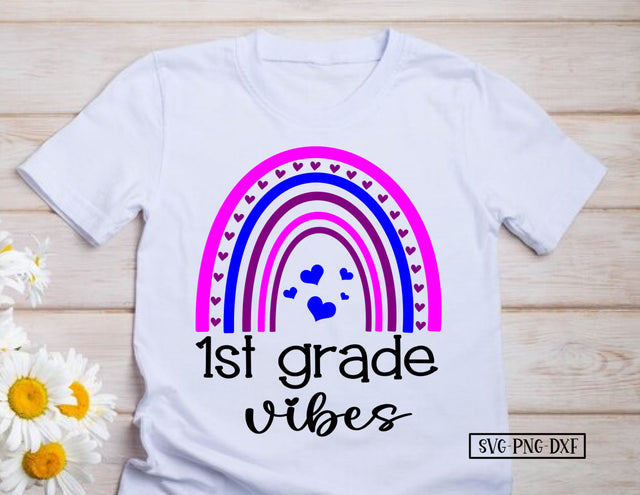 1st Grade Vibes Boho Rainbow SVG Calico Creations Svg 