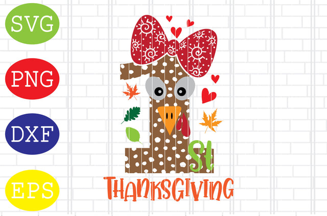 1st Thanksgiving with Bow Svg, Turkey Face Svg, Thanksgiving Svg, Welcome Fall Svg, Hello Fall Svg, Pumpkin Svg, Autumn Svg SVG DigitalSvgFiles 