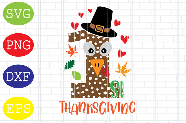 1st Thanksgiving with Pilgrim Svg, Turkey Face Svg, Thanksgiving Svg, Welcome Fall Svg, Hello Fall Svg, Pumpkin Svg, Autumn Svg SVG DigitalSvgFiles 