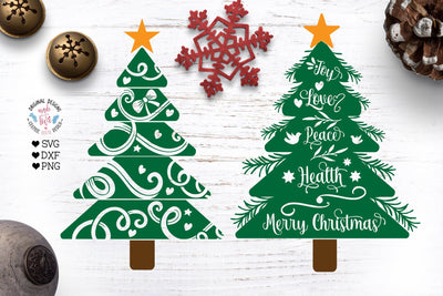 2 Christmas Trees Cut Files SVG Graphic House Design 