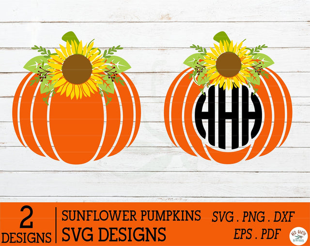 2 Halloween Sunflower pumpkins SVG,monogram pumpkins svg SVG Redearth and gumtrees 