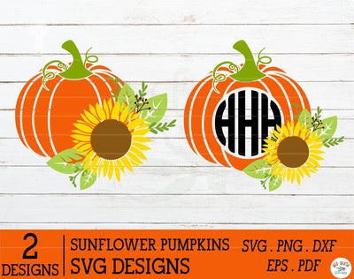 2 Halloween Sunflower pumpkins SVG,monogram pumpkins svg SVG Redearth and gumtrees 