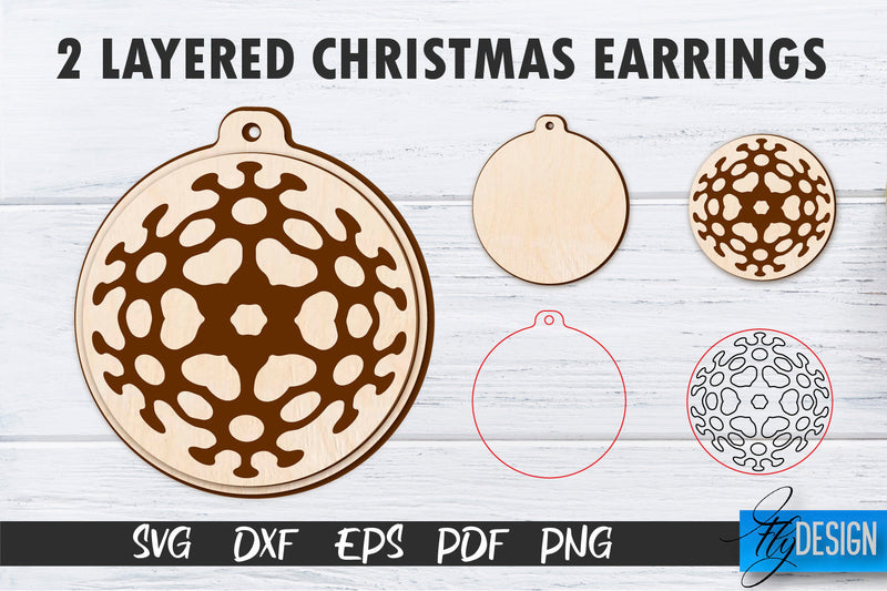 2 Layered Christmas Earrings SVG | Laser Cut SVG | CNC files SVG Fly Design 
