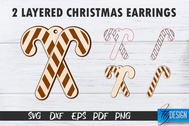 2 Layered Christmas Earrings SVG | Laser Cut SVG | CNC files SVG Fly Design 