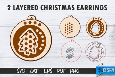 2 Layered Christmas Earrings SVG | Laser Cut SVG | CNC files SVG Fly Design 