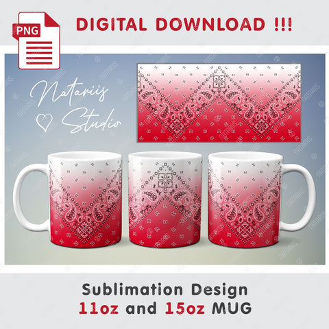 2 Paisley Bandana Patterns for Sublimation 11oz - 15oz MUG. Sublimation Natariis Studio 