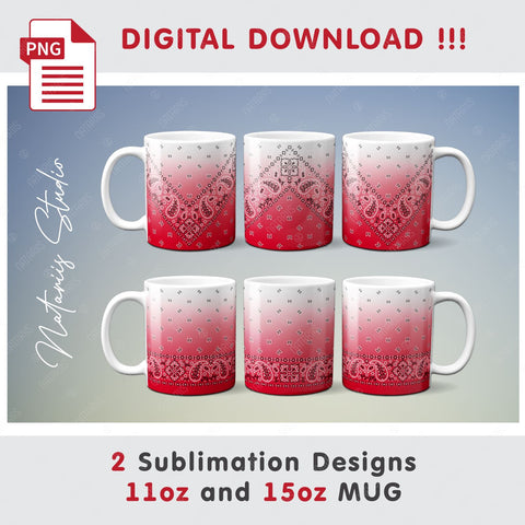 2 Paisley Bandana Patterns for Sublimation 11oz - 15oz MUG. Sublimation Natariis Studio 