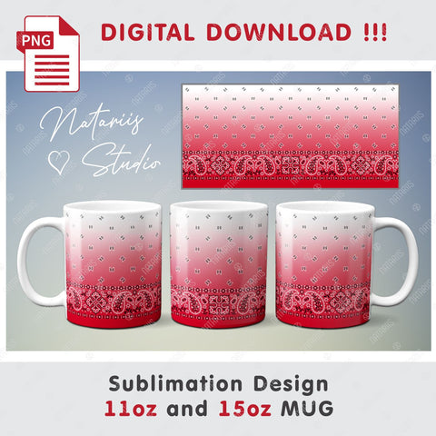 2 Paisley Bandana Patterns for Sublimation 11oz - 15oz MUG. Sublimation Natariis Studio 