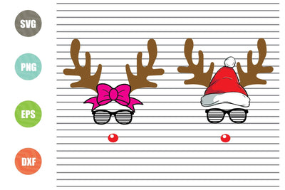 2 Styles Christmas Reindeer Sunglasses Svg Png Dxf Eps Cut Files SVG Artstoredigital 
