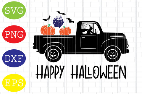 2 Styles Happy Halloween Truck Svg, Halloween Monster Truck Svg, Spooky Svg, Cauldron Svg, Halloween Svg, Witch Svg, Ghost Svg, Png, Eps, Dxf Files SVG DigitalSvgFiles 